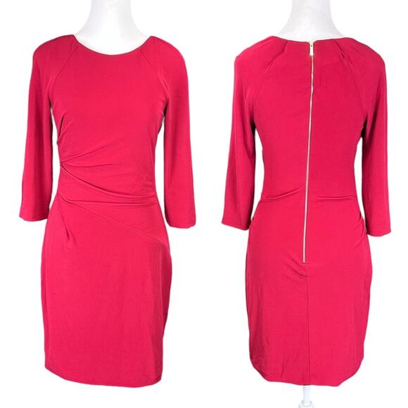 Karen Miller Ruched Sheath Dress Red Size 6 - Picture 1 of 8
